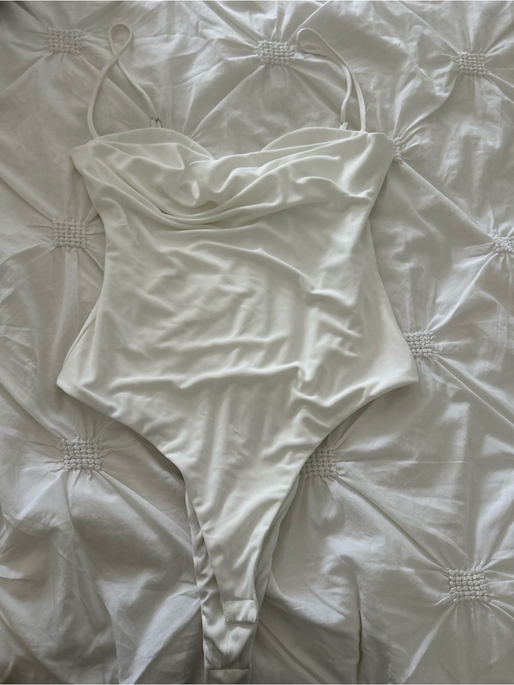 H&M White Satin Cowl Neck Bodysuit